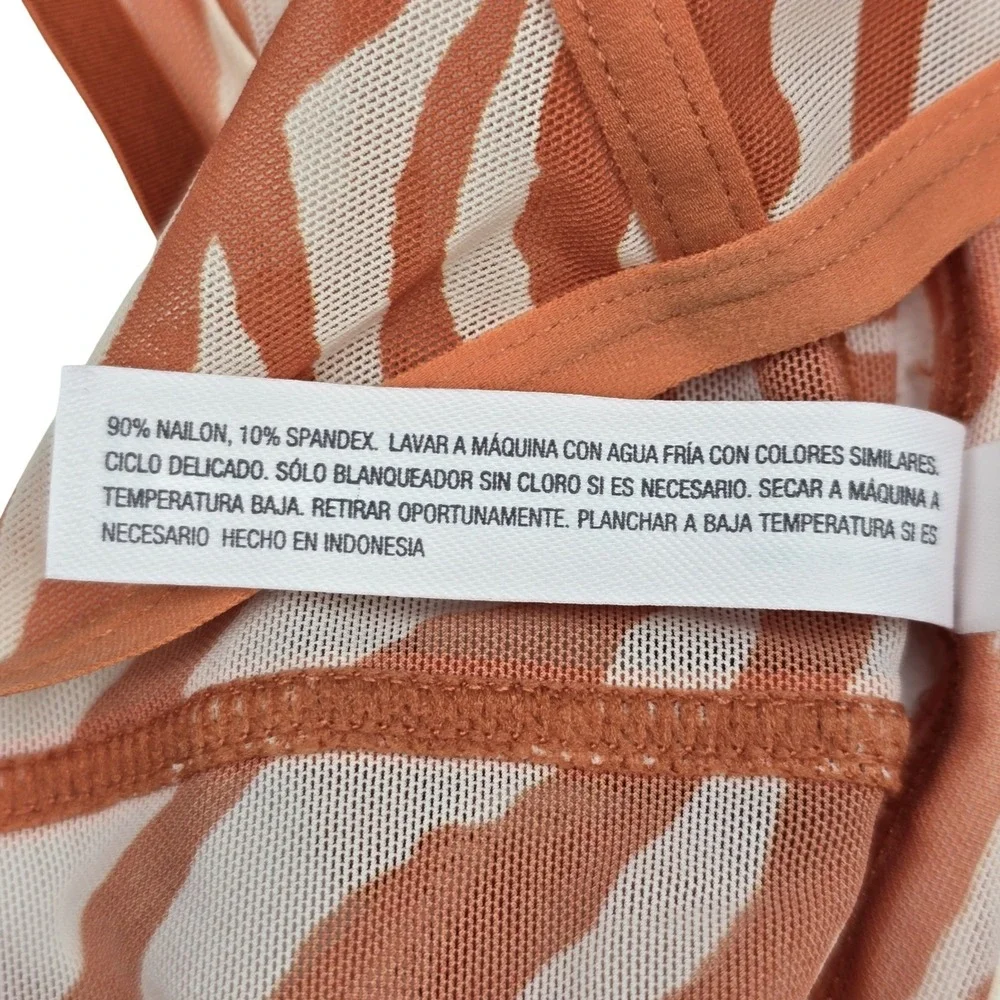 Auden Unlined Bralette M Orange Zebra Animal Print Sheer Mesh Wireless Bra NWOT